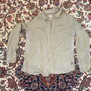 REI women’s  Casual Tan Button Down Shirt
